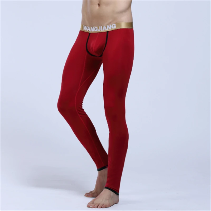 Мужские теплые кальсоны с большим карманом для пениса удобная Пижама зимние