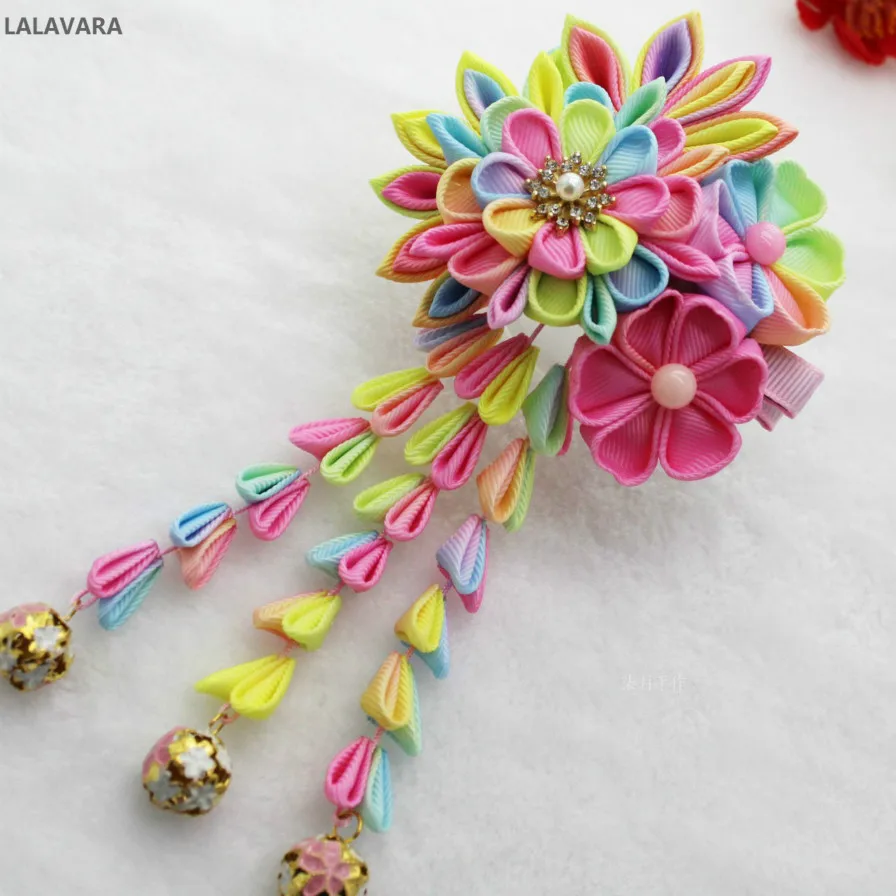 D LALAVARA 5 шт. на заказ kanzashi цветы заколки на голову свадебные заколки для волос для невесты головные уборы для девочек - Цвет: D