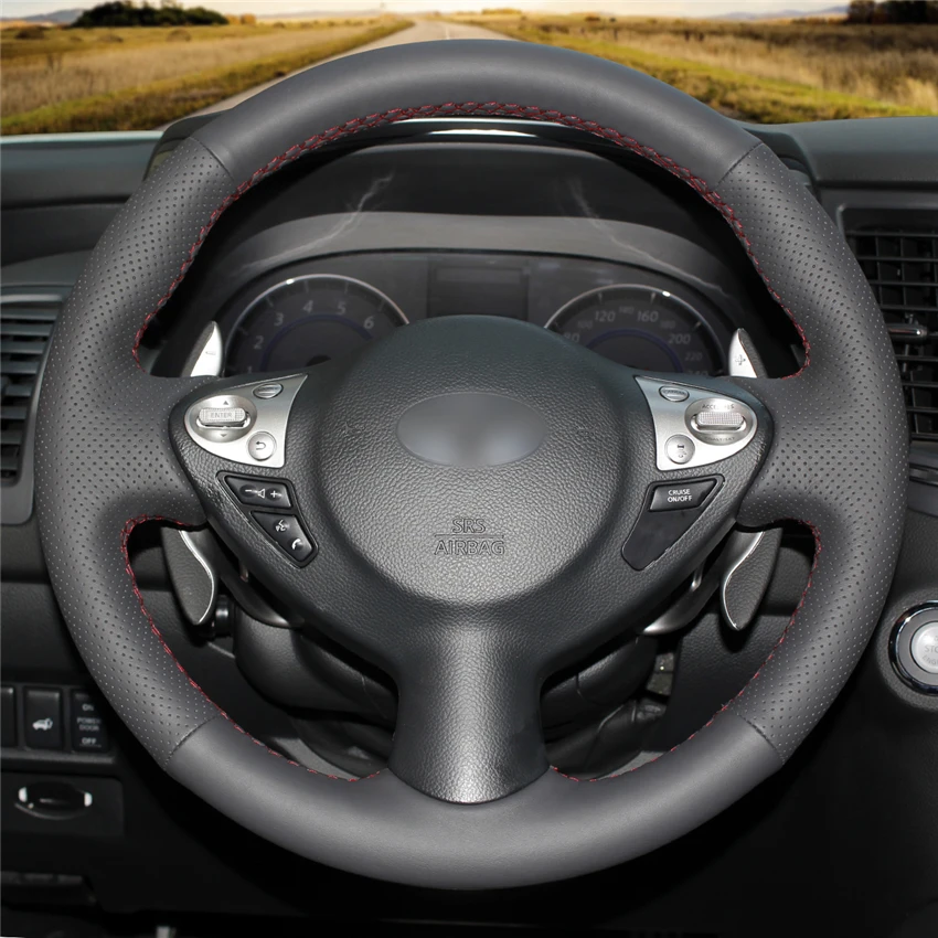 MEWANT черный кожаный чехол на руль для Infiniti FX FX35 FX37 FX50 QX70 Nissan Juke Maxima 370Z Sentra SV|leather steering