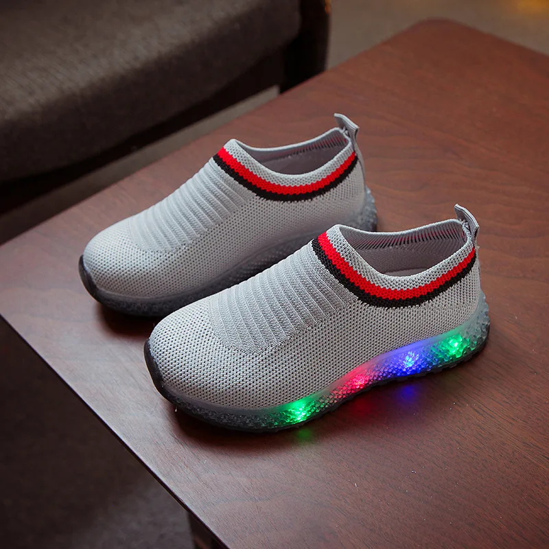 Fashion Children's Shoes Kids Led Glowing Sneakers Size 21-30 For Girls Boys Air Mesh Soft | Детская одежда и обувь