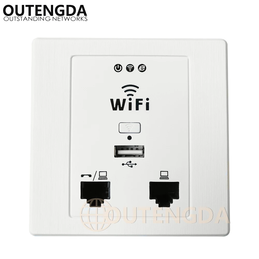 OUTENGDA WPL6058 рисунок-Белый-Панель 300 Мбит/с внутренняя 86 настенная розетка с WiFi inWall AP беспроводная точка доступа(настенный ящик опционально