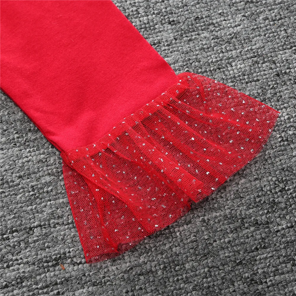 Christmas Dress Set For Girls Long Sleeve Princess Ruffle Dresses + Pants Cute Outfit Kids Clothes Costumes | Детская одежда и