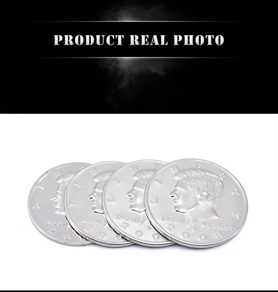 Jumbo Half Dollar Shells 3+ 1 набор(диаметр 5,8 см) одна монета до четырех фокусов маг крупным планом реквизит трюк аксессуары комедии