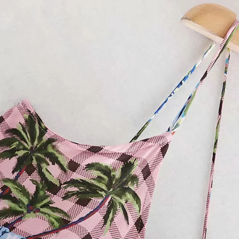 2019 Spring-Summer Chic Women Flower Print Long Dress Female Za Boho Plaid Spaghetti Strap Fashion Dresses vestidos de fiesta | Женская