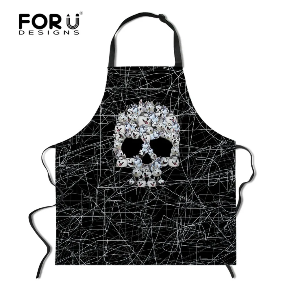 FORUDESIGNS/Регулируемые Кухонные фартуки с черепом для женщин/мужчин приготовления креативной кухни