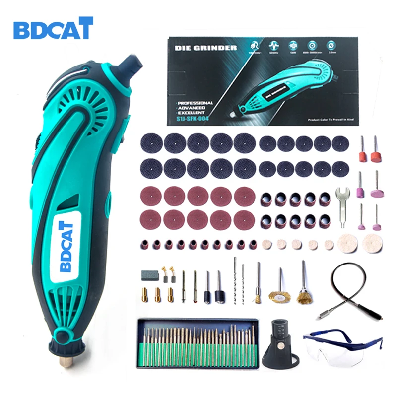 BDCAT стиль электрический Dremel Мини дрель полировальная машина переменная скорость роторный инструмент с 140 шт. аксессуары для электроинструментов