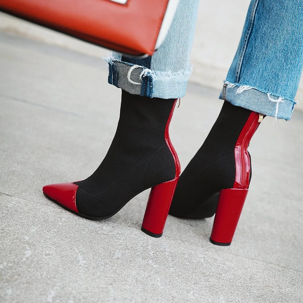 AIWEIYi/ботильоны для женщин зимняя обувь сапоги на необычном высоком каблуке botas