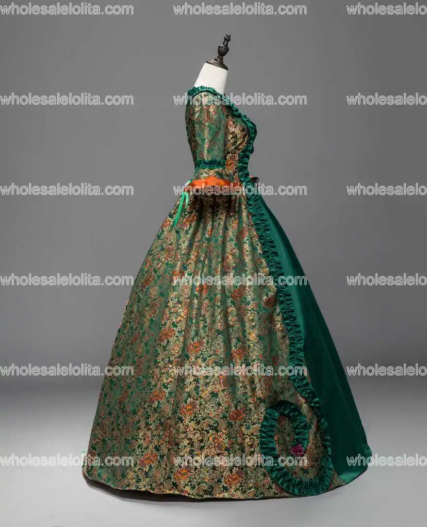 Зеленые платья Marie Antoinette Renaissance бальное платье Театральный Костюм Rococo|costume