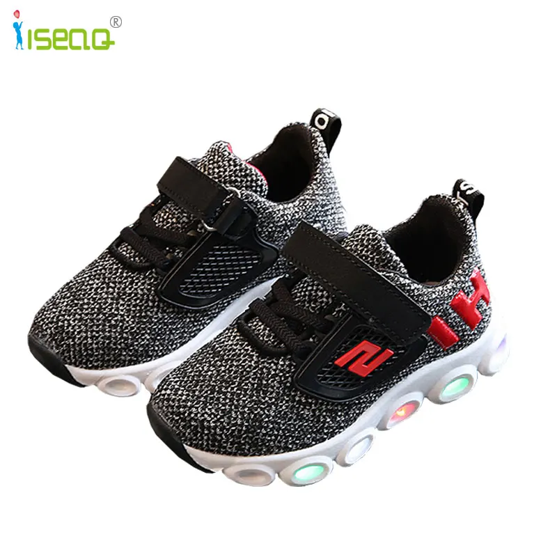 Children boys and girls glowing Sneakers Kids Sports Shoes with luminous Casual Boots for Spring Autumn Rubber Button EUR 21-30 | Детская