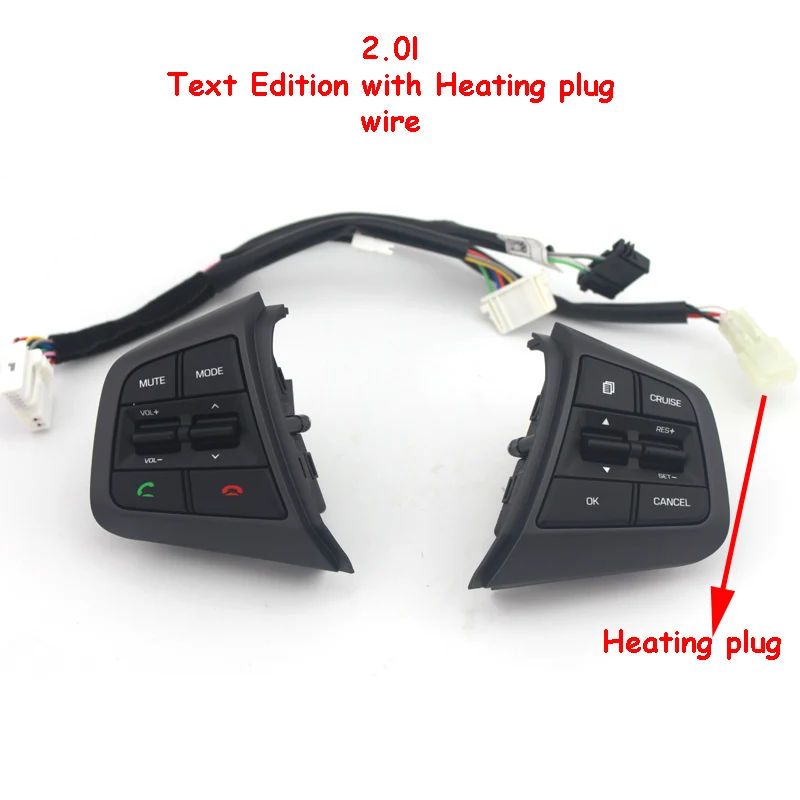 text with heating Кнопки рулевого колеса для hyundai ix25(creta) 2.0L круиз управление кнопки Bluetooth телефон нагревательный разъем провода - Цвет: text with heating