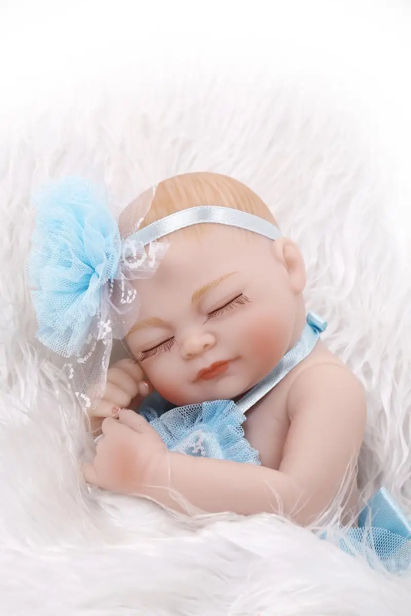 NPK 26cm Soft Vinyl newborn Reborn Babies lake blue princess puff dress Baby Dolls Toys For Children As Gift baby model | Игрушки и