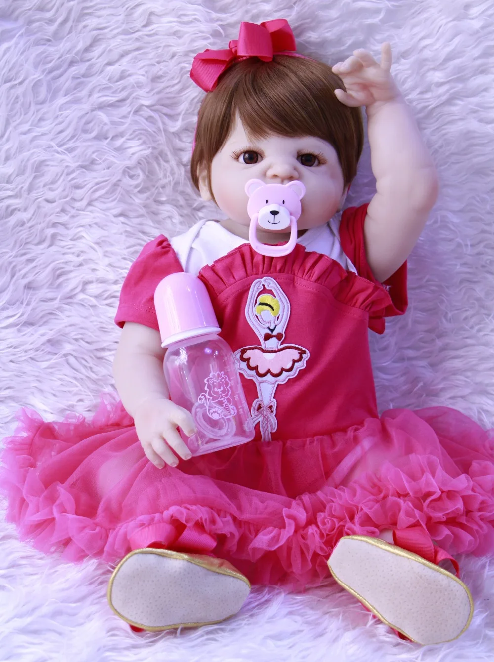 Полностью силиконовая Реалистичная кукла для новорожденных 22 дюйма выглядит