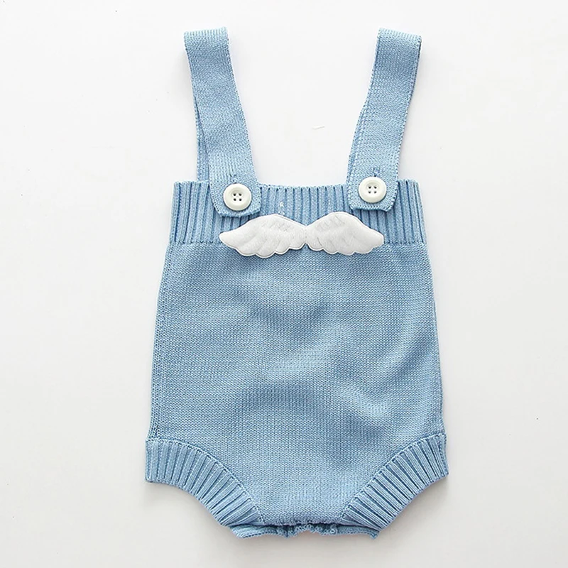 2020 New Cute Baby Rompers Knitted Newborn Clothing With Angel Wings Autumn Winter Warm Sleeveless Vest Girls Body Jumpsuit | Мать и