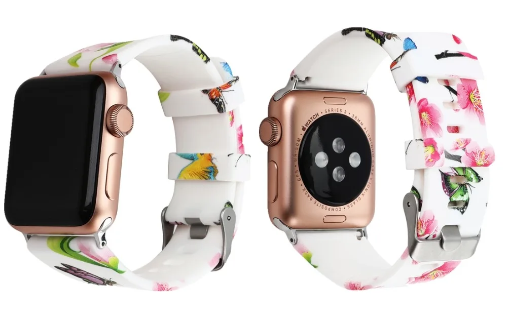 Спортивный ремешок для Apple Watch 42 мм 38 мм Iwatch series 3 2 1 силиконовый браслет печать ремешок для часов+ металлическая пряжка