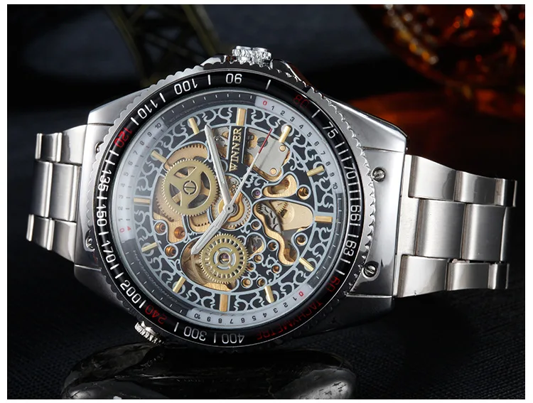 Часы наручные WINNER Мужские механические брендовые люксовые часы-скелетоны из