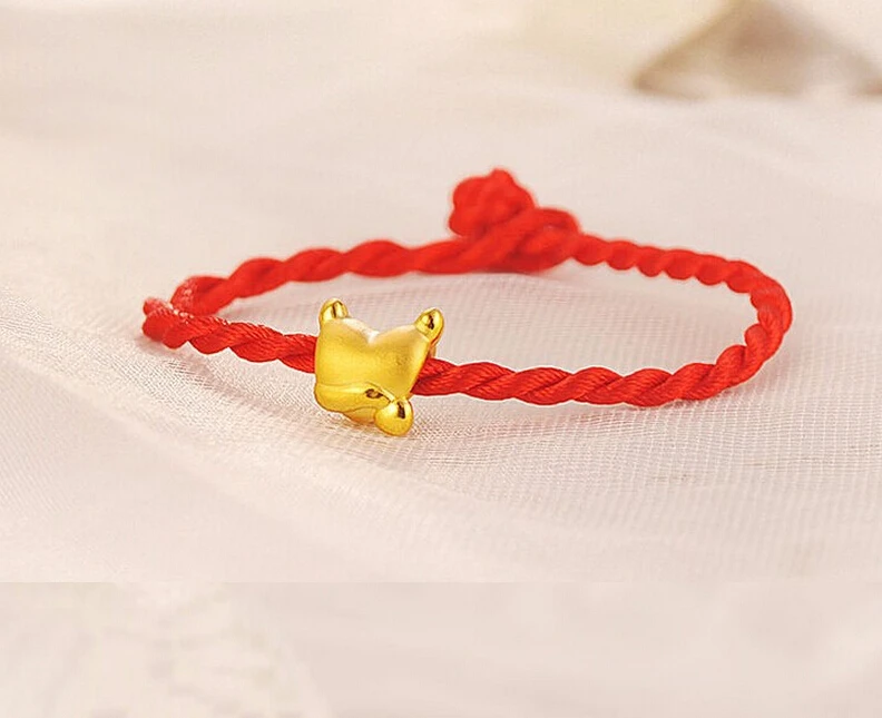 

Hot sale fashion Valuable Solid 24k Yellow Gold Bracelet/ 3D Fox Knitted Bracelet 1.11g