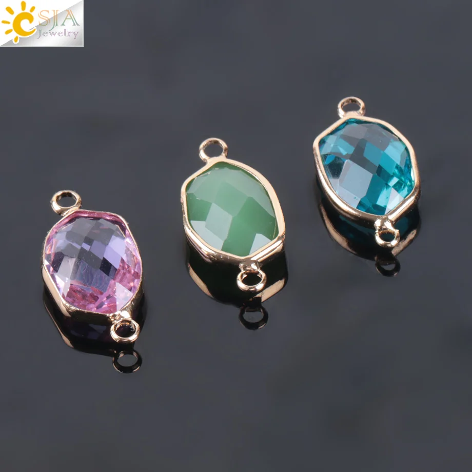 CSJA Австрийское стекло с двойными отверстиями золотого цвета фоторазъем для