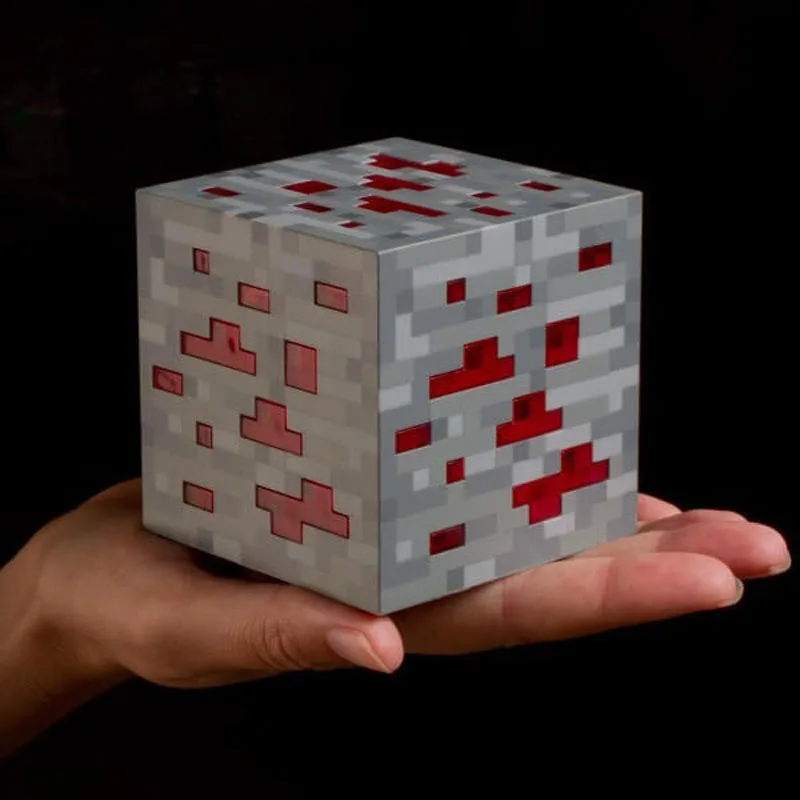 Minecraft светящиеся Фигурки игрушки Redstone Ore Square ночник светодио дный светодиодные