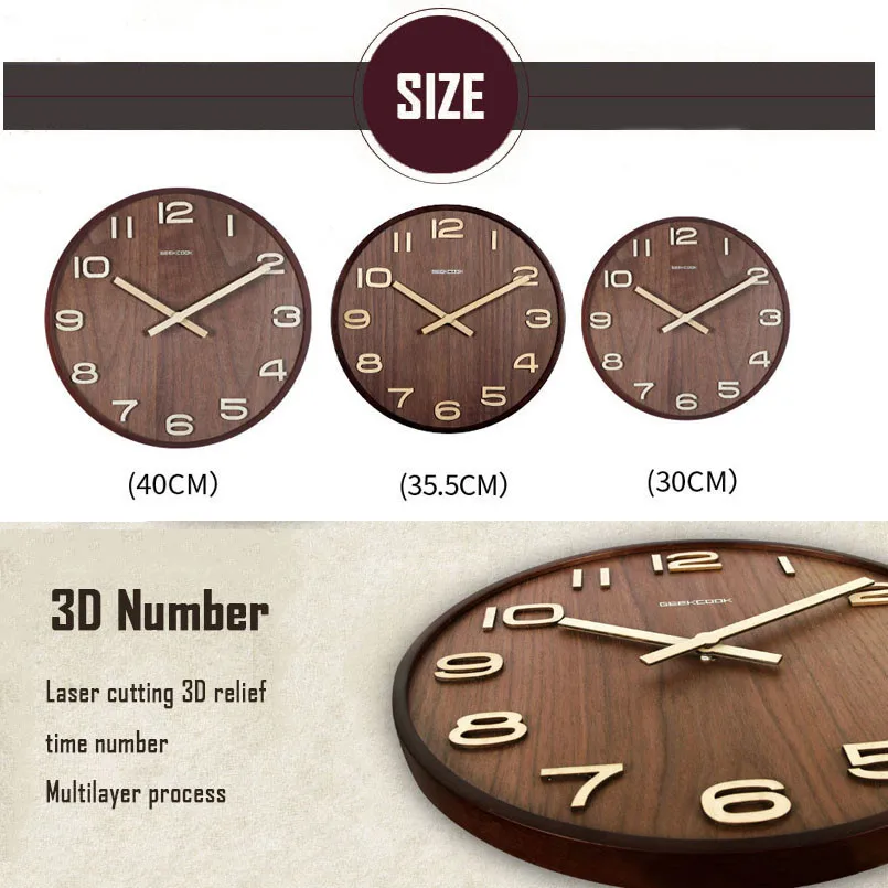 Новые Настенные часы 3D Bentwood бесшумные механические настенные современный дизайн