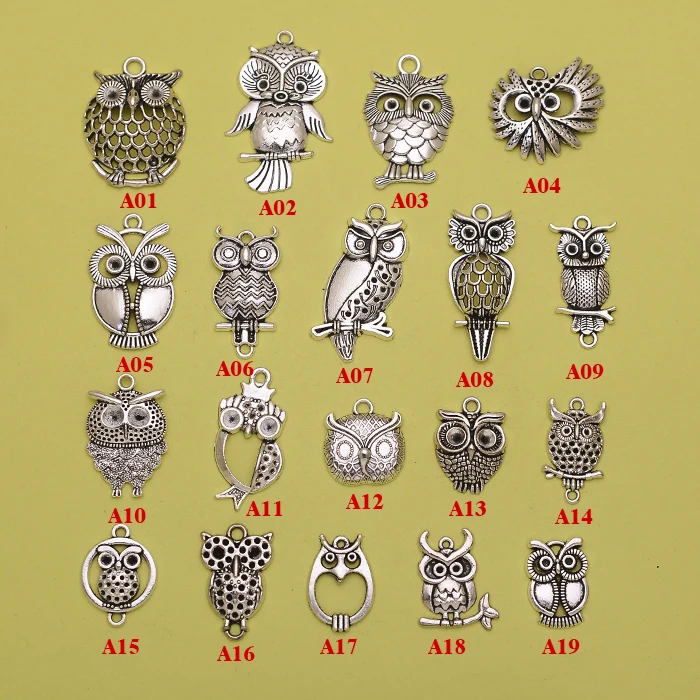 

Owl Charms, Antique Silver plated Owl Pendants/Charms, Owl connector, DIY supplies, jewelry making