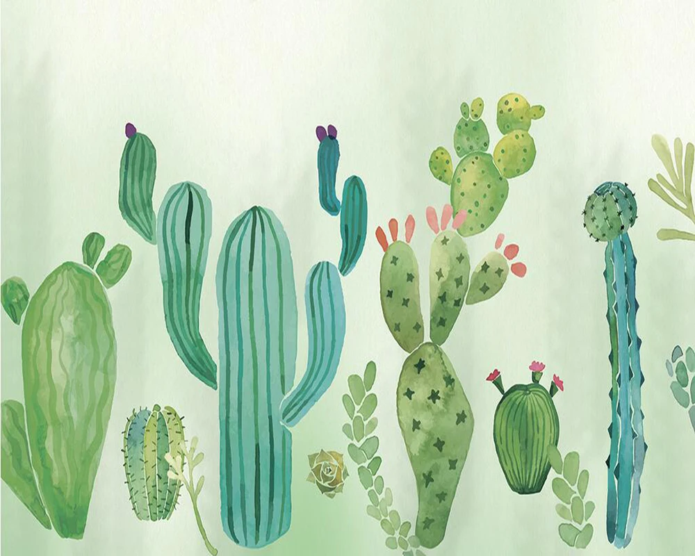 Декоративные обои ручная роспись фон кактус настенная живопись - купить по