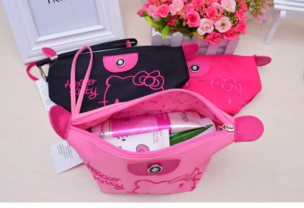 1 шт., Женская портативная Милая многофункциональная косметичка hello kitty на молнии, косметичка для макияжа, чехол для туалетных принадлежностей, косметический чехол s