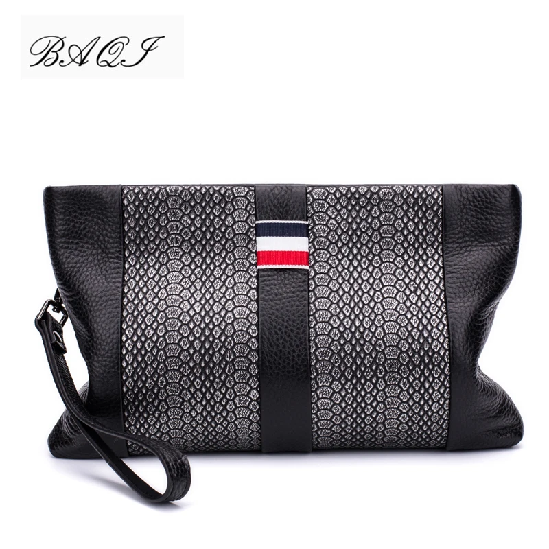 BAQI Brand Men Handbags Genuine Leather Cowhide High Quality Coin Purse 2019 Fashion Men Wallets Clutch Bag Casual Card Holder