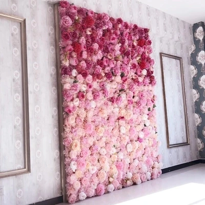 

2M X 2M Lastest Hot Pink Gradual Change Roses Wedding Flower Wall Flower Backdrop Wedding Decoration