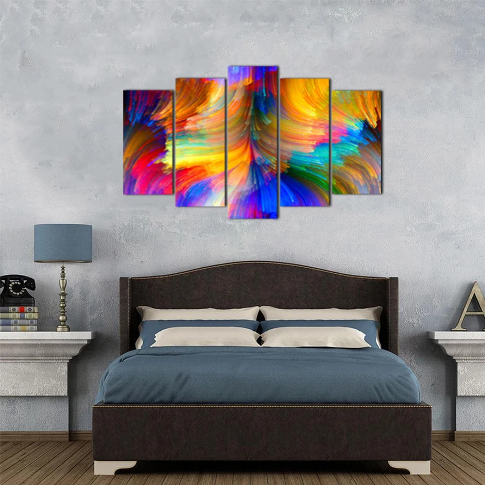 Холст Картина Wall Art HD печатает 5 штук абстрактный домашний декор модульного