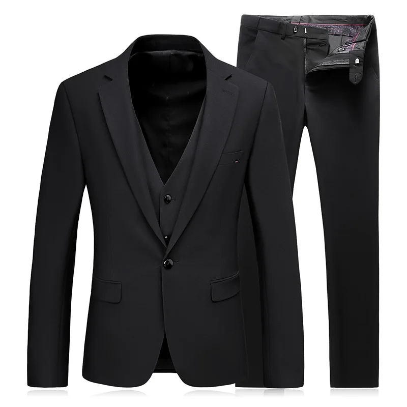 Куртка + штаны жилет однотонная черная официальная одежда высокого качества