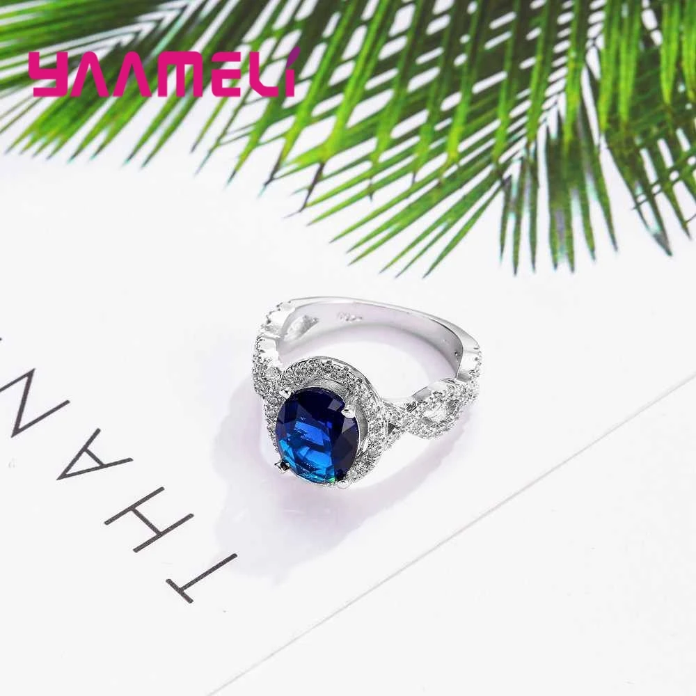 Женское кольцо из серебра 925 пробы с темно синим круглым кристаллом|925 sterling silver|ring sterlingsterling silver |