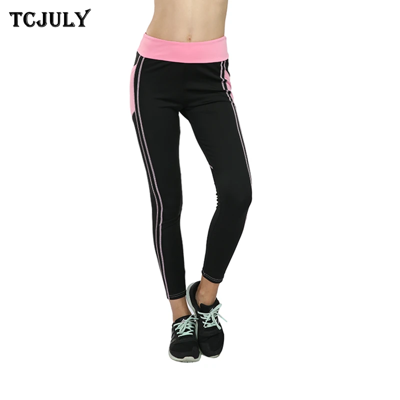 TCJULY New High Waist Push Up Fitness Leggings With Pockets Skinny Flex Stretch Workout Pants Quick Dry Breathable Leggins Women | Женская