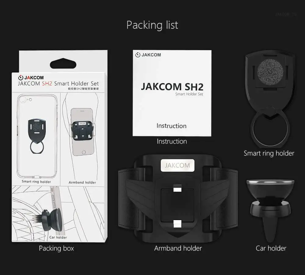 JAKCOM SH2 умный держатель набор Горячая Распродажа в повязках как porta celular para corrida xaomi celular чехол для телефона