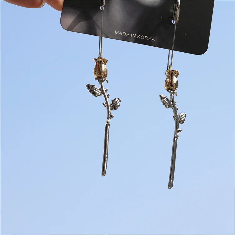 2020 New Fashion Pin Rose Earrings Original Design Sexy Exaggerated for Women Long Alloy Fine Catwalk Gift | Украшения и