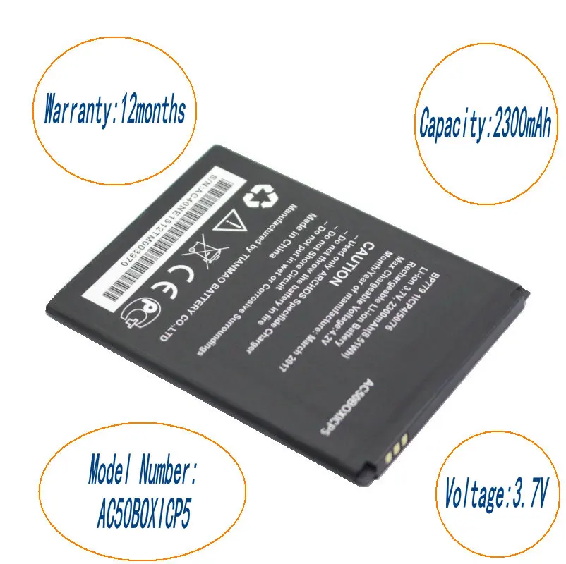 ISkyamS 5 шт. 2300 мАч/3 7 в AC50BOXICP5 Сменный аккумулятор для Archos 50b кислородные батареи