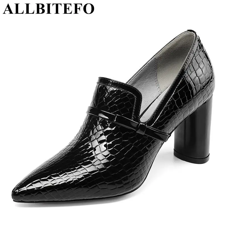 ALLBITEFO/женские туфли-лодочки из натуральной змеиной кожи на толстом каблуке