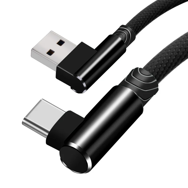 90 градусов Тип usb C кабель локоть Нейлон Плетеный 1 м Быстрая зарядка для iPhone Samung s8
