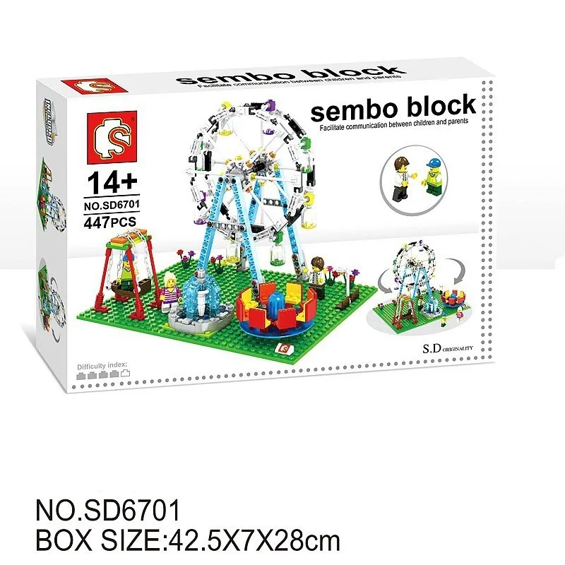 447 шт. SD6701 колеса для развлечений Ferri Kids Park Streetscape Building Block Brick детские игрушки детей