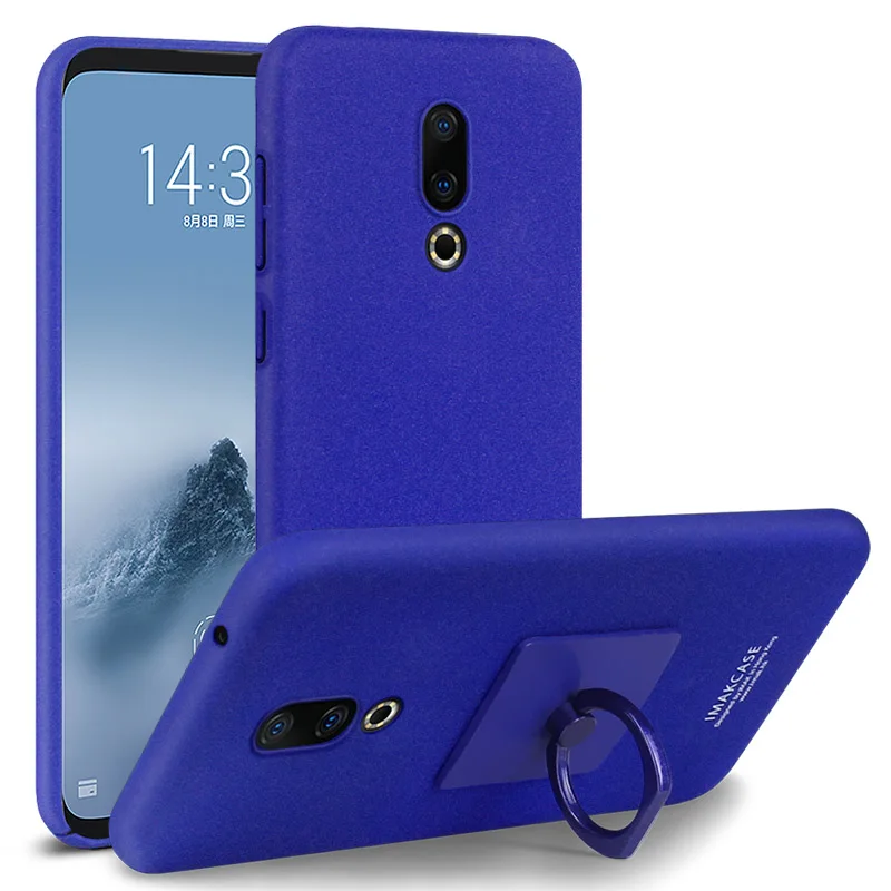 Matte Blue IMAK Для Meizu 16th Plus, чехол, твердый PC матовый защитный чехол для телефона, для Meizu 16, защитный экран+ пленка для экрана+ кольцо-держатель - Цвет: Matte Blue