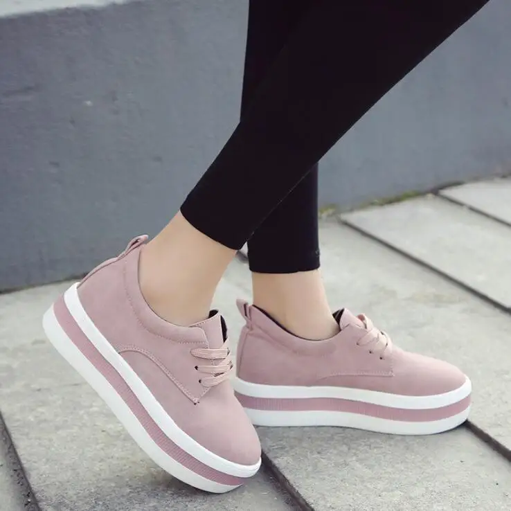 

EFFGT Women New Winter Faux Suede Shoes Casual Lace-Up Sneakers Female Platform Shoes Ladies Flat SIngle shoes Size 35-40 A267