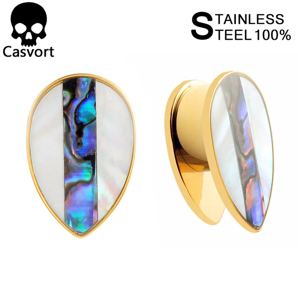 Casvort, Новое поступление, модные серьги, туннель, ювелирные изделия для тела, пирсинг, ушные измерительные приборы, расширитель, пара, 2 шт. в партии - Окраска металла: gold