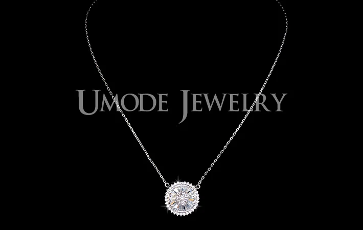 Umode в колесо из солнца цирконий павэ круглый ожерелье женщина новое поступление
