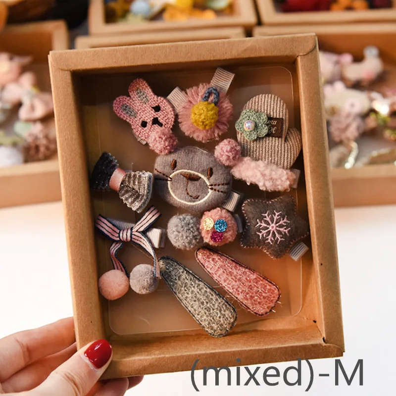 (mixed)-M 10 шт Детские зажимы для волос наборы девушки прекрасные заколки для волос Детские аксессуары для волос Мультяшные заколки для детей Аксессуары - Цвет: (mixed)-M