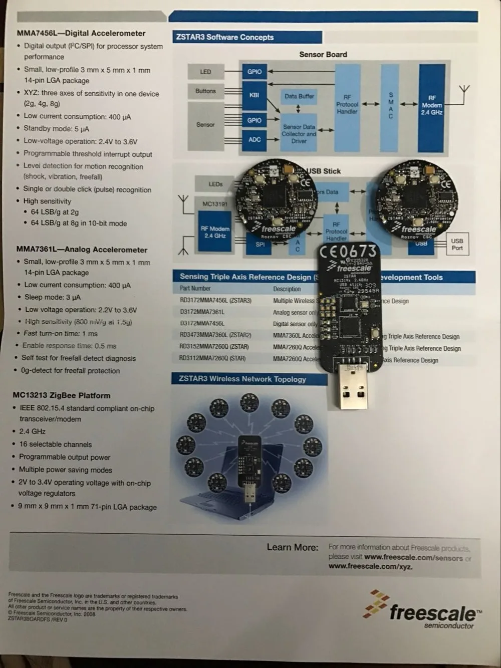 

Zigbee Evaluation NEW Board ZSTAR3 2.4 GHz MC13213 USB Stick+Sensor