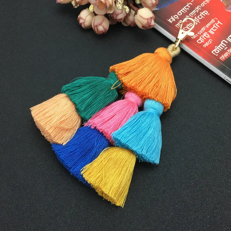 Женский хлопковый брелок ручной работы 190 мм|bag pendant|tassel key chaincharm keychain |