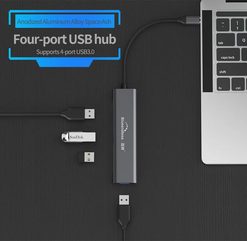 Blueendless usb c концентратор USB3.1 type c до 4 портов USB3.0 высокоскоростной usb поддержка 5 Гбит/с для MacBook pro type c концентратор