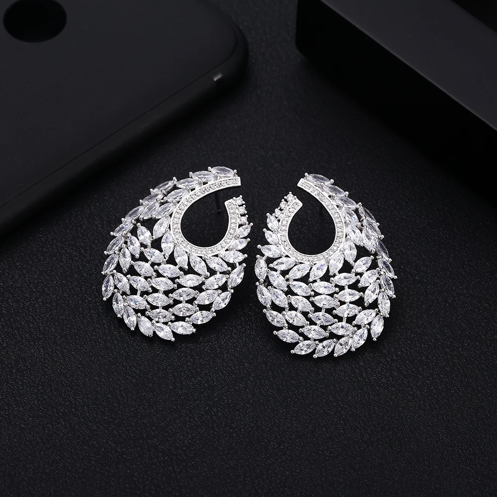 Женские серьги-гвоздики jankellyLuxury круглые серьги с фианитами и кристаллами
