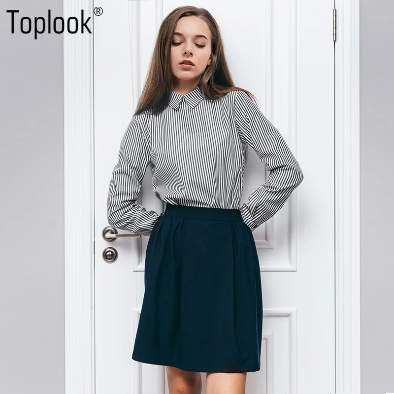 Toplook элегантные офисные полосатая блуза Для женщин 2018 Весна Новая мода рубашка на
