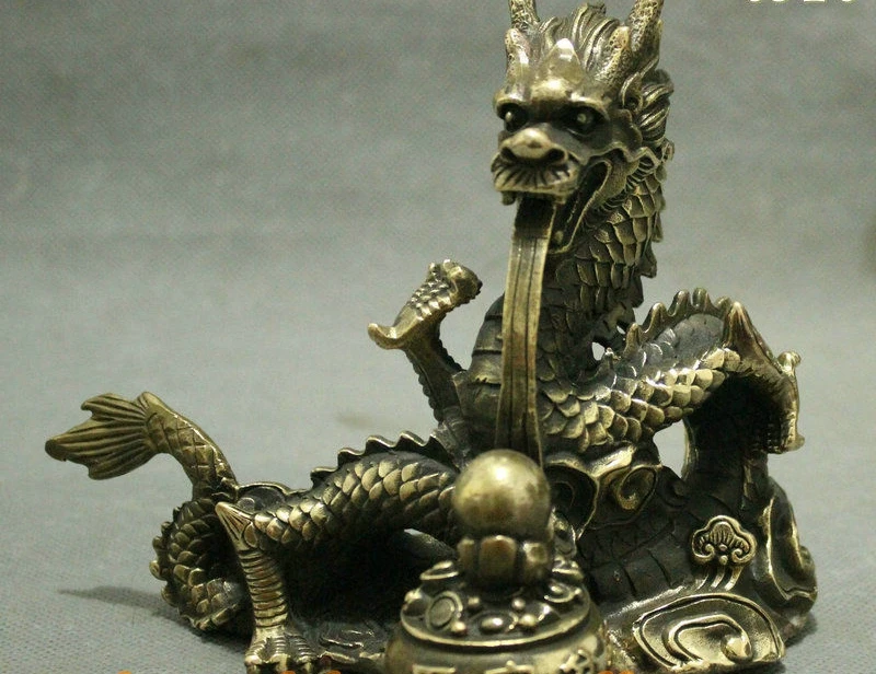 6 &quotКитайский Бронзовый Медный Фэншуй сокровище чаша Год Зодиака Dragon Ball Статуя |