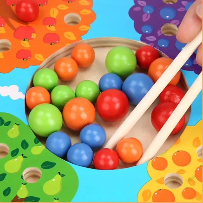 Funny Educational Wooden Toys Montessori Fruit Tree Clip Balls Board Games Newborn Early Development Activity Books Baby Kids